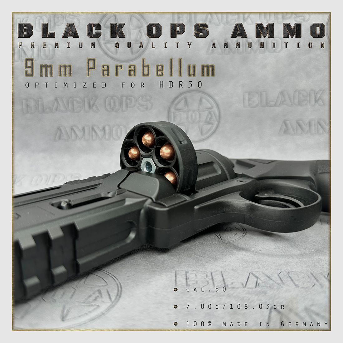 18x + 2 9mm Parabellum BLACK OPS AMMO HDR 50 TR cal.50 Munition T4E Umarex HDR50 TR50