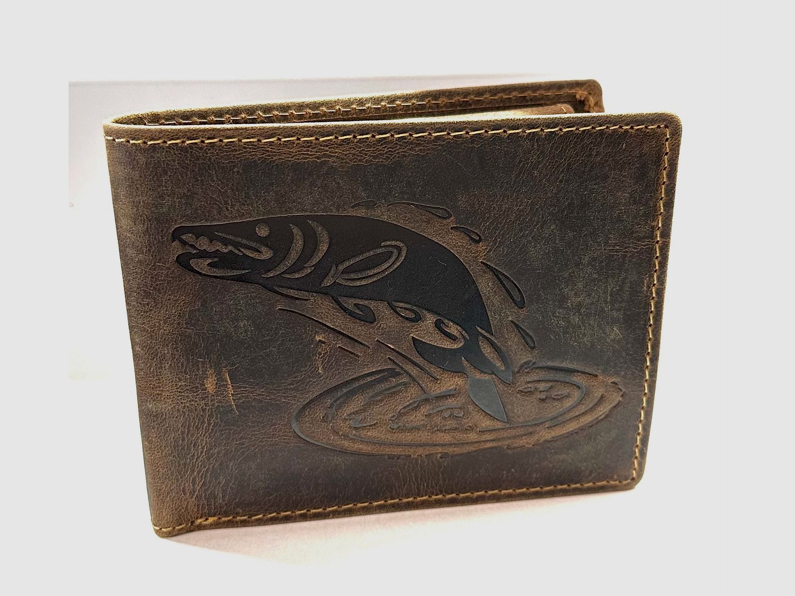 Greenburry Leder Geldbörse Vintage Hecht Motiv 1705-Hecht