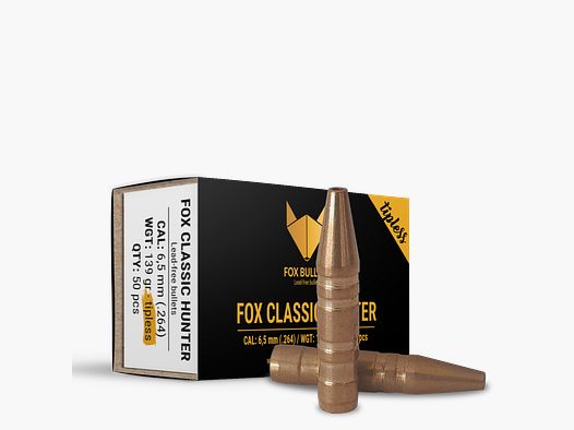 Fox Bullets Classic Hunter Tipless .264 9,0 g / 139 gr bleifreie Geschosse – 50 Stück