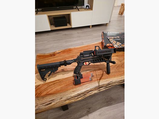 Steambow Stinger II Tactical AR-6 mit Zubehör