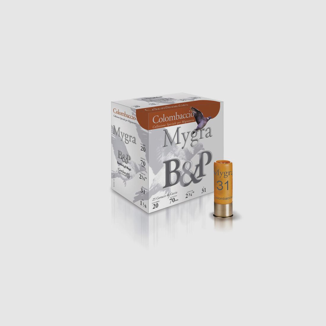 Cartuchos de caza BASCHIERI & PELLAGRI (B&P) MYG COLOMBACCIO 20 31G 5,5, imagen 6 de 11