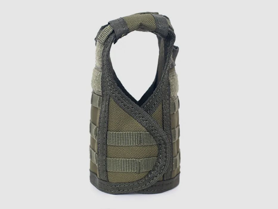 Mini Schutzweste für Bierflasche / Weinflasche / Thermosflasche - Oliv