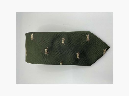 Robert Keyte cravatta 100% seta verde motivo beige cinghiale