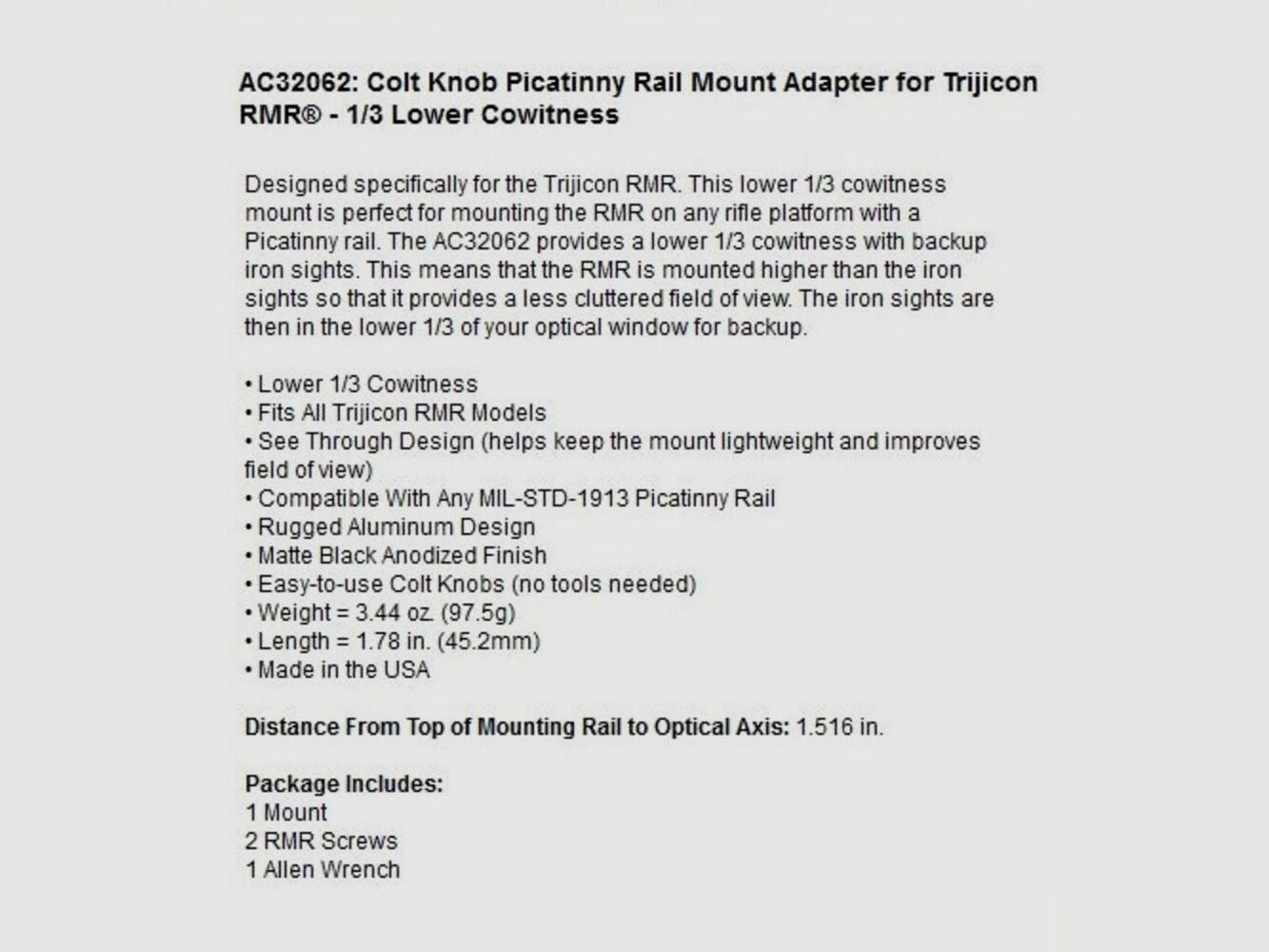 Trijicon RMR Montageblock 1/3 Low Pic