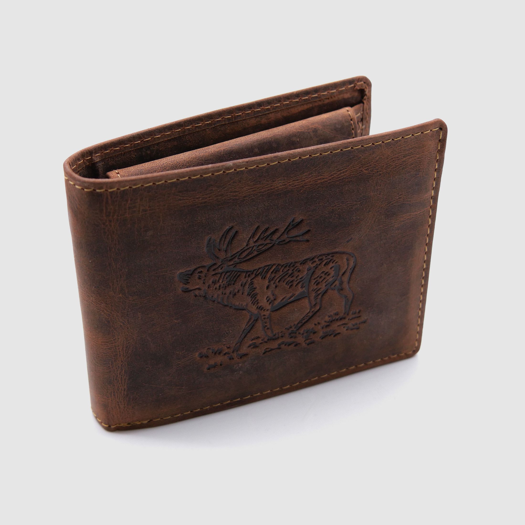 Greenburry Leder Geldbörse braun Vintage Animal Collection Hirsch stag 1705-stag-25
