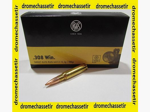 Boite 20 cartouches RWS calibre 308 Winchester Target Elite Plus 190 grains
