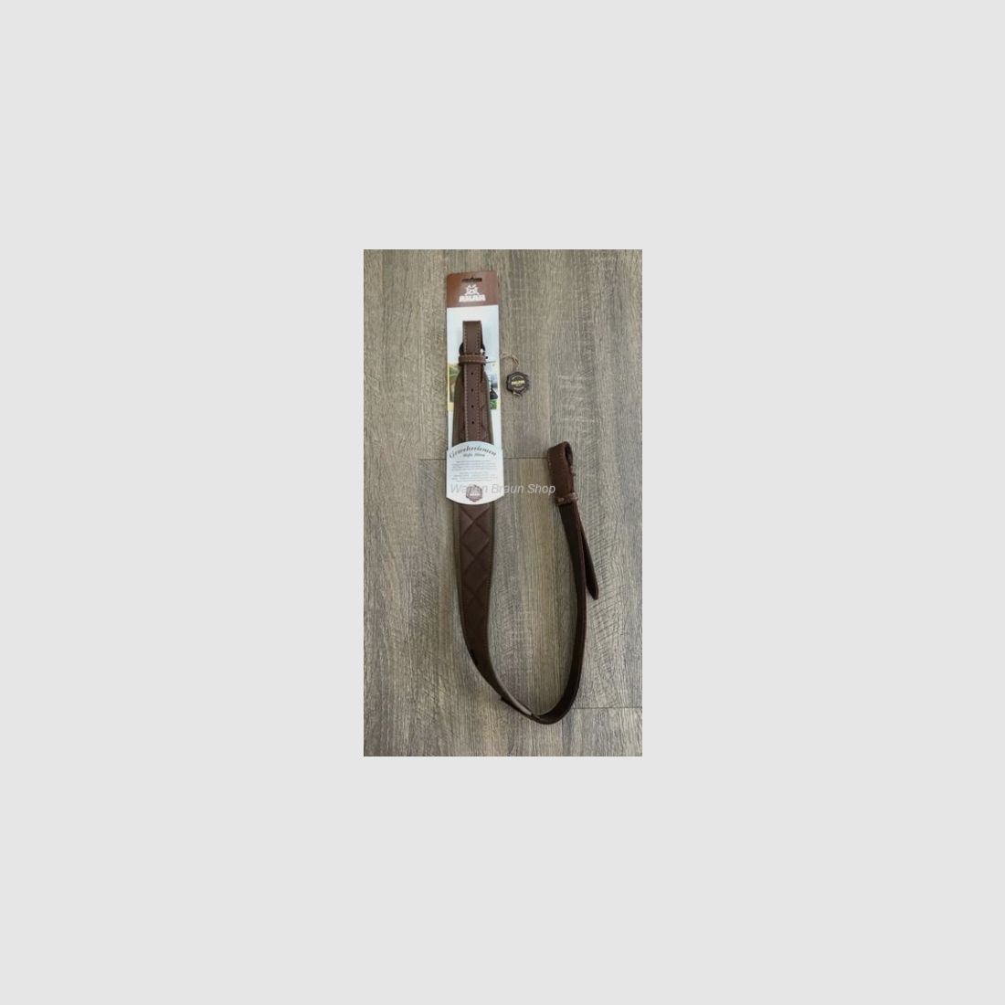 AKAH Gewehrriemen aus Elchleder, mit Polsterung, gesteppt, Braun, L100cm, B 6cm.