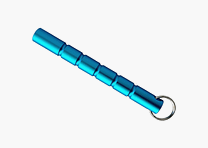 Kubotan estriado PLANO con Llavero - Azul