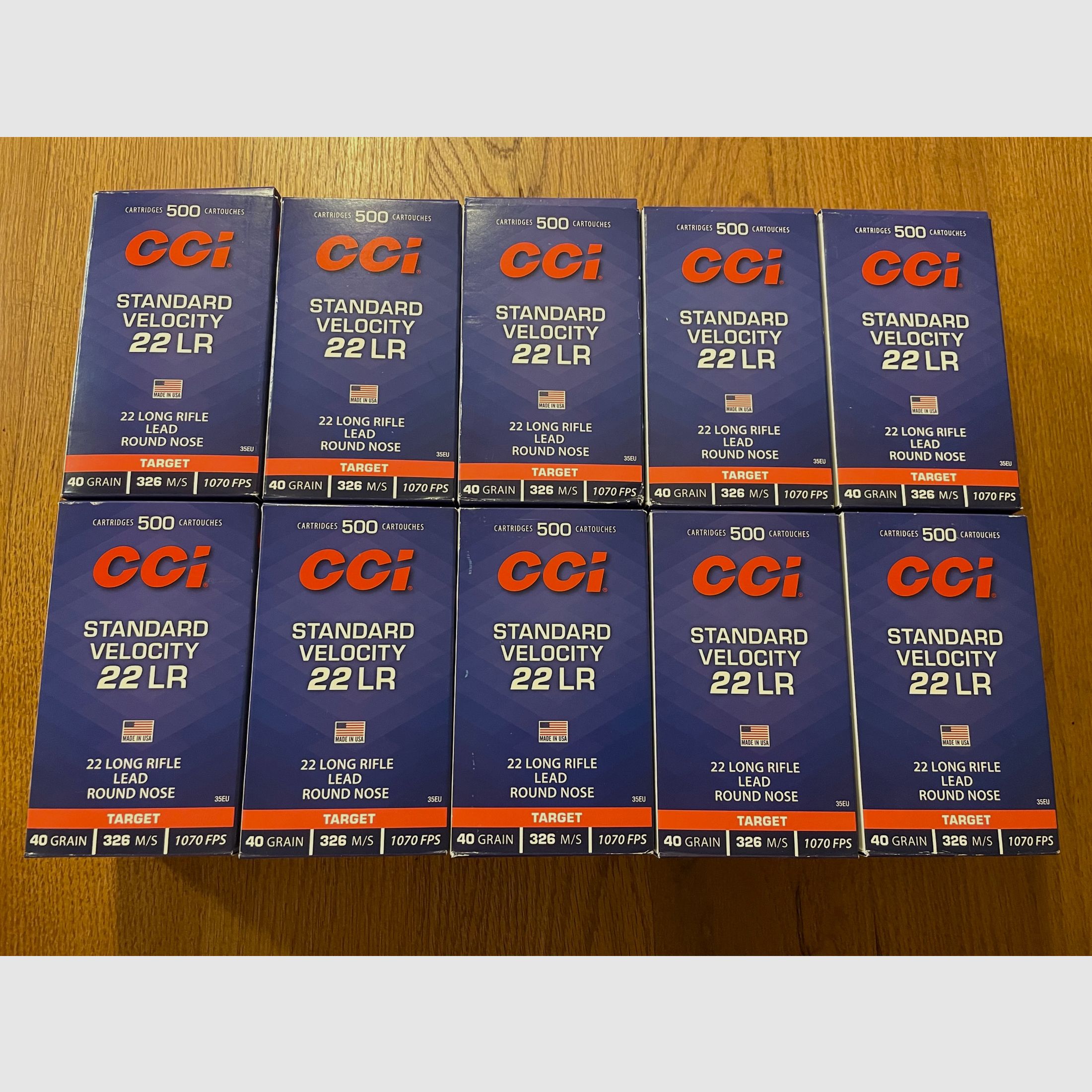 5.000 stuks CCI .22 LR Standard Velocity (2,6g / 40gr) – Top conditie, OVP