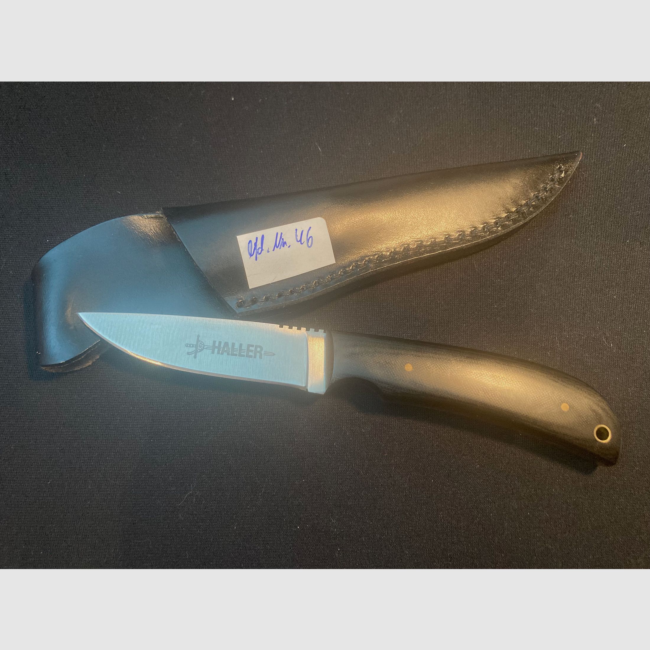 Haller Gürtelmesser, Jagdmesser, Angelmesser, Lederscheide schwarz, 440 Stainless, (46)