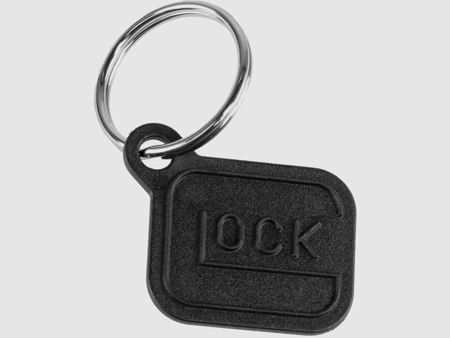Glock Schlüsselanhänger „Logo“ – Polymer/Kunststoff – Schwarz – ca. 2,7×3,2 cm