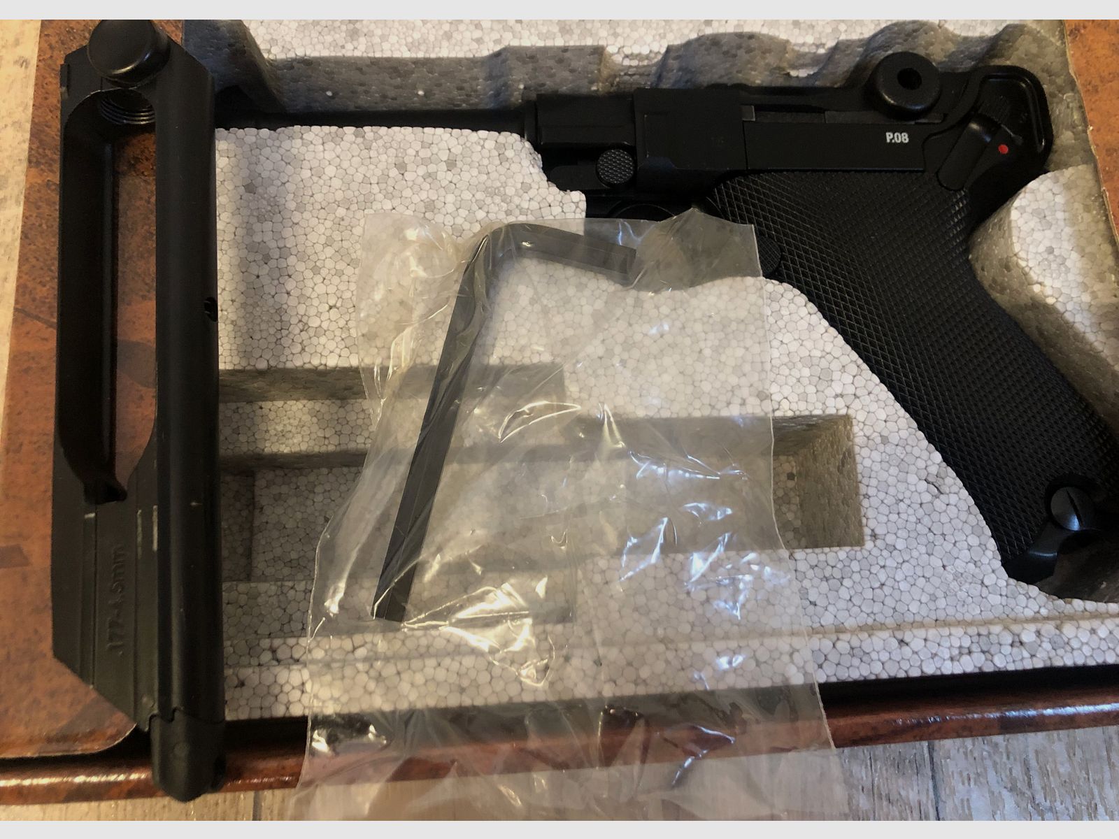 Legends air pistol P08 CO2, Parabellum pistol, 4.5 mm blowback, black, airgun