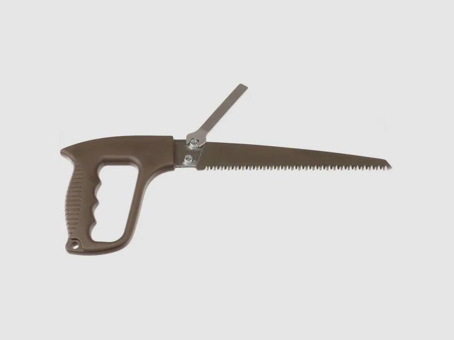Handsäge mit 2 Sägeblättern + Scheide m. Gürtelclip + Schraubenschlüssel