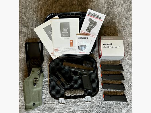 Glock 45 MOS FS Kal. 9mm + AIMPOINT ACRO + SAFARILAND Holster