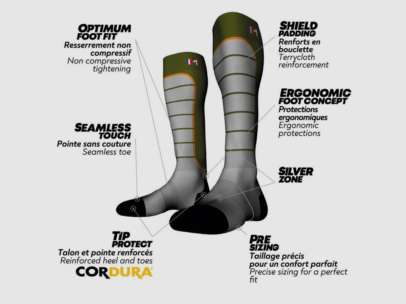 Chaussettes Hautes Hunting Silver Monnet - Confort Thermique - Résistance Renforcée - Performance et Durabilité, image 4 sur 5