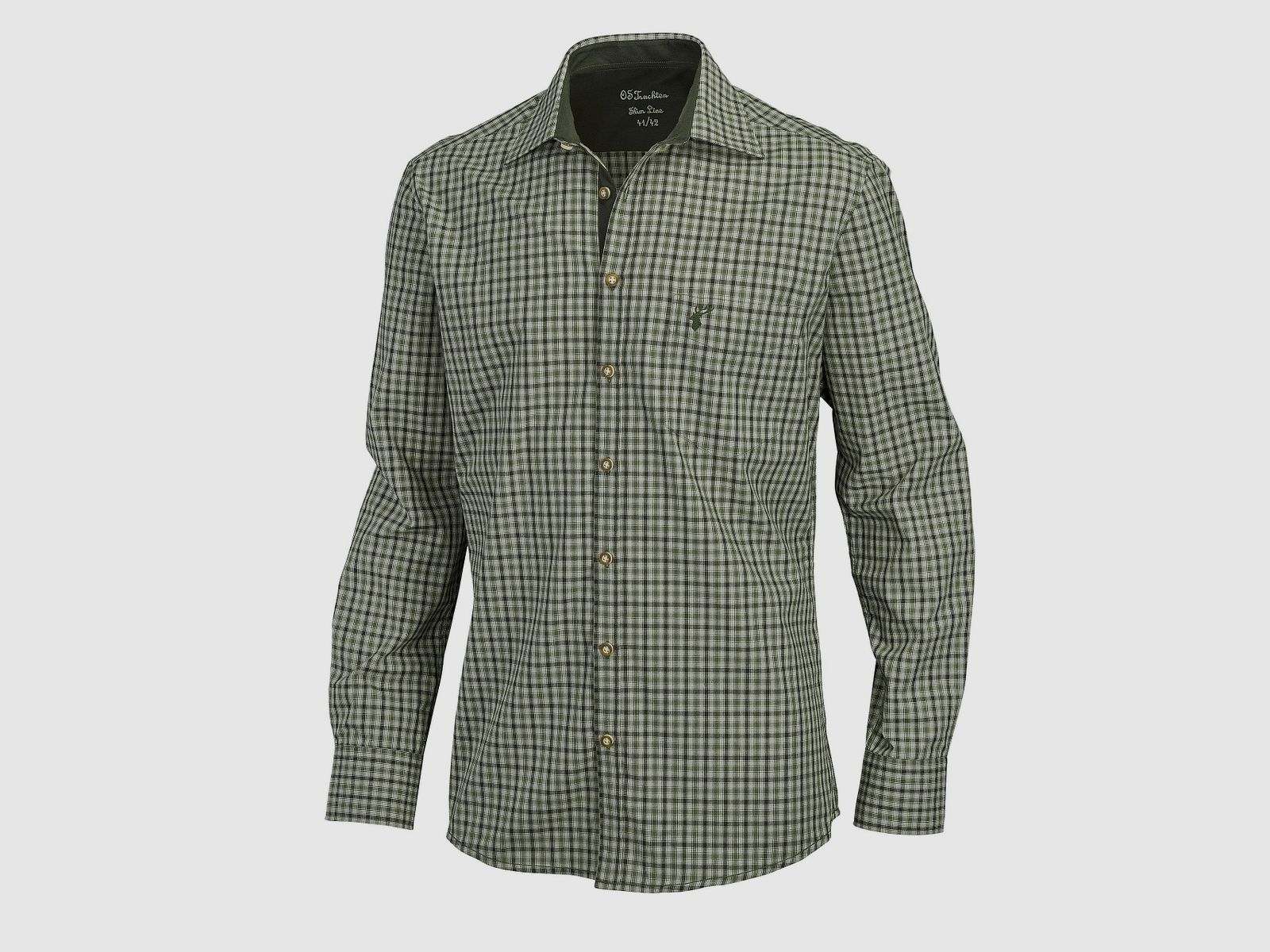 OS-Trachten Men's Long Sleeve Shirt, Slim Fit