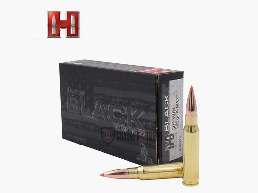 20 Munitions HORNADY Black 308 Win 168 Gr A-Max