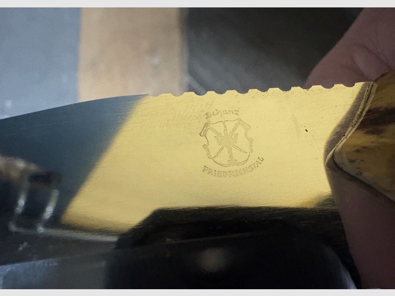 Handcrafted collector's knife Tanto with maple handle and leather pad