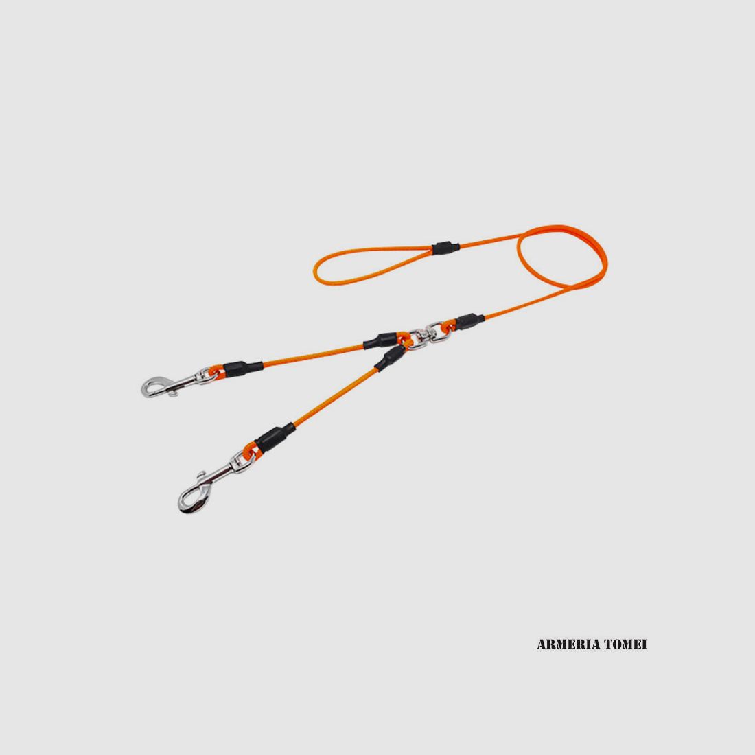 DOPPELTES LEINEN MIT 2 KARABINERN (ORANGE) 130cm