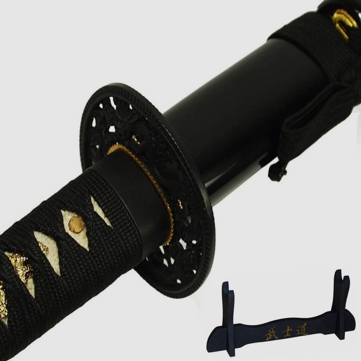 DerShogun Kuro Katana - 1045 Carbonstahl mit Schwertständer