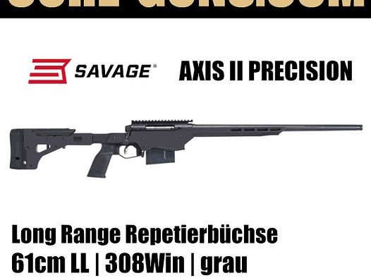 Savage Arms AXIS II PRECISION Savage Axis 2 Precision 61cm LL, 308Win, Repetierbüchse grau UVP: 1449