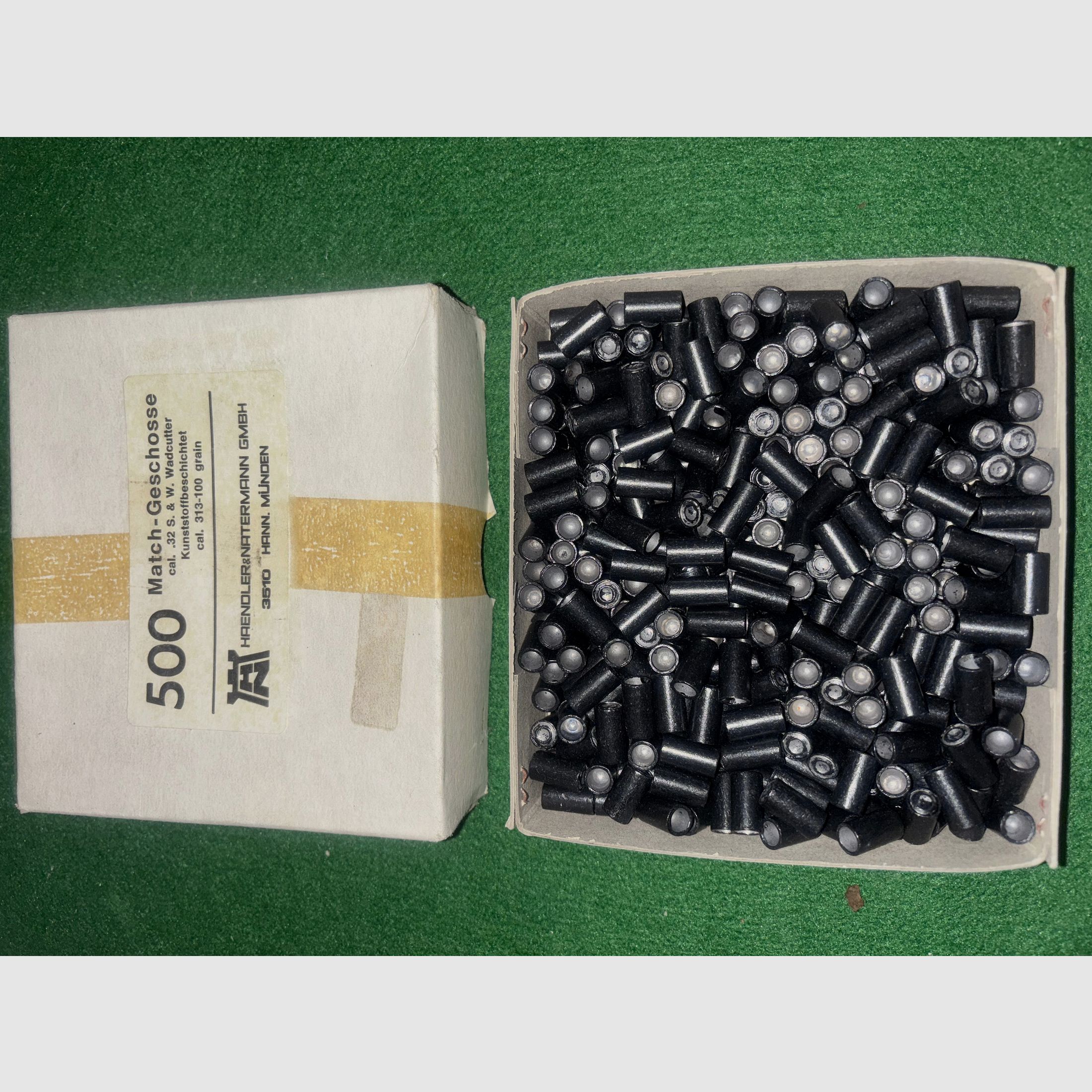 Proyectiles Mach, cal. 32/313,-100 gr. S&W recubiertos de plástico.