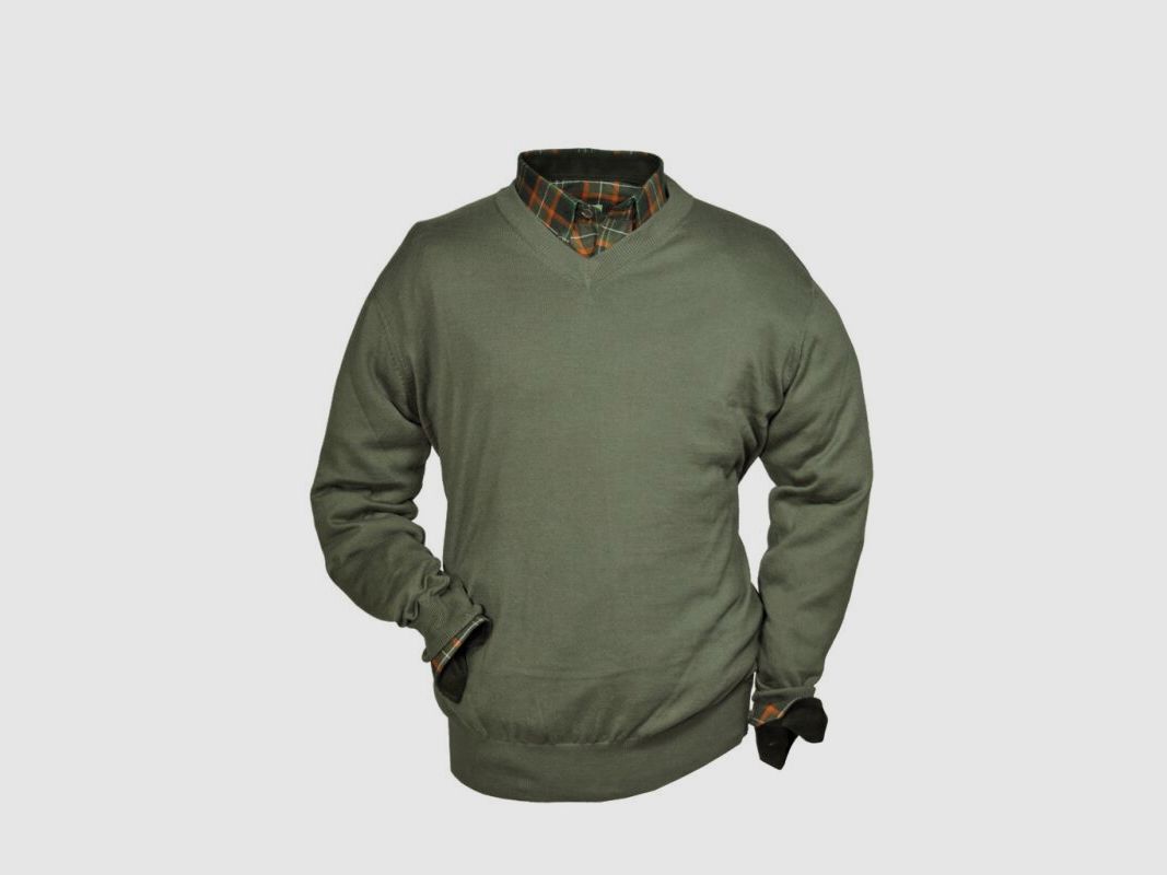 Hubertus Pullover V-Auschnitt dunkeloliv