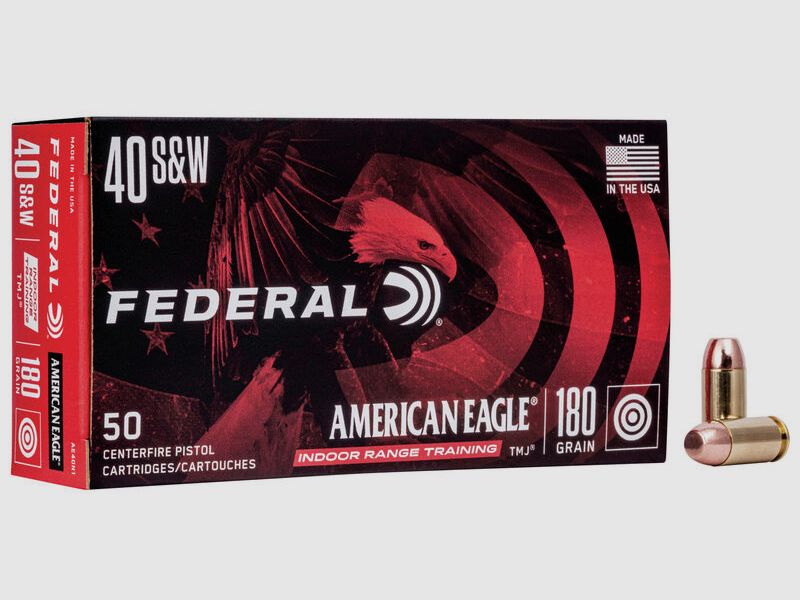 Federal American Eagle Indoor Range Training .40 S&W 180GR TMJ 50 cartouches