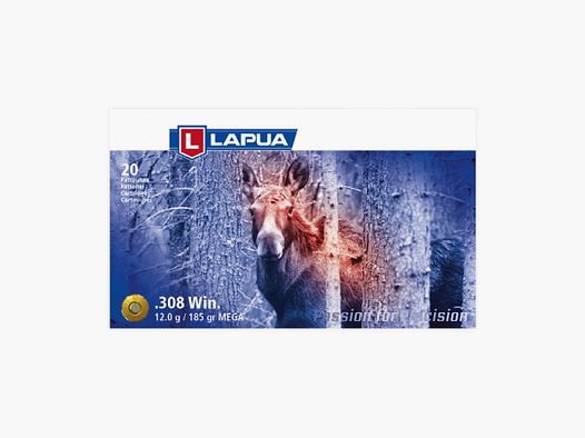 LAPUA Munition cal. .308 Win. MEGA SP 12 g / 185 gr, Packung mit 20 Stück