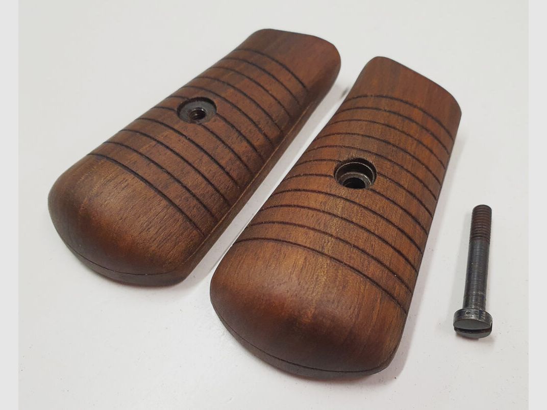 Set de plaquettes de poignée Mauser Original Oberndorf [29B] droite / gauche + douille et vis pour MAUSER C96 Bolo fabrication neuve