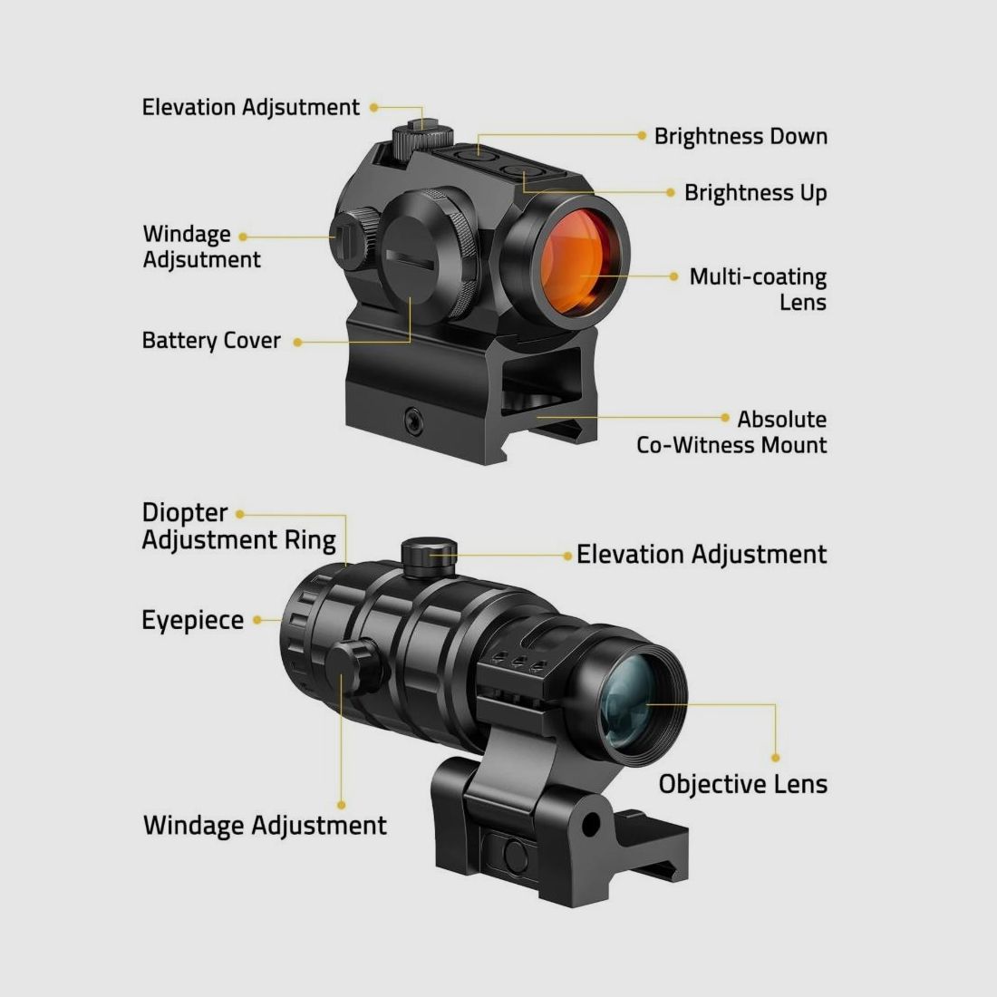 CVLIFE Jackal Howl Rotpunktvisier & 3X Vergrößerungskombination Neuware/Garantie