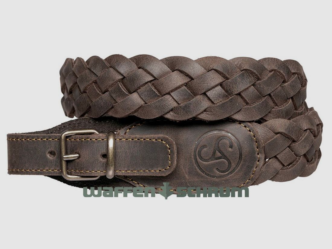 Sauer tracolla in pelle intrecciata marrone
