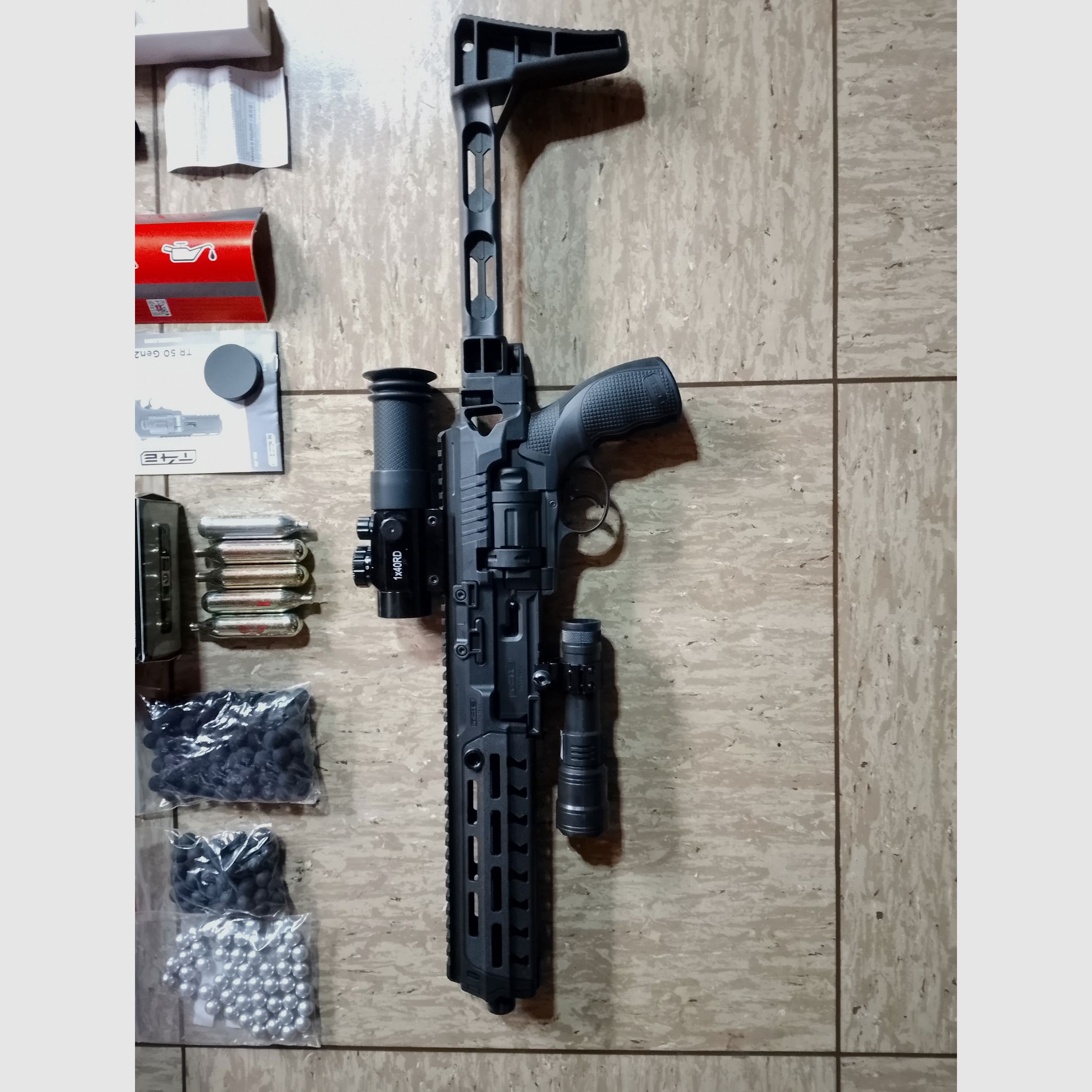 Neu T4E RAM HDR50  Tr50 gen2 + Carbine Conversion Kit+ Alu kugeln + Rubberballs .50 + Flashlight + CO2 Kapseln+ Visier Ovp 