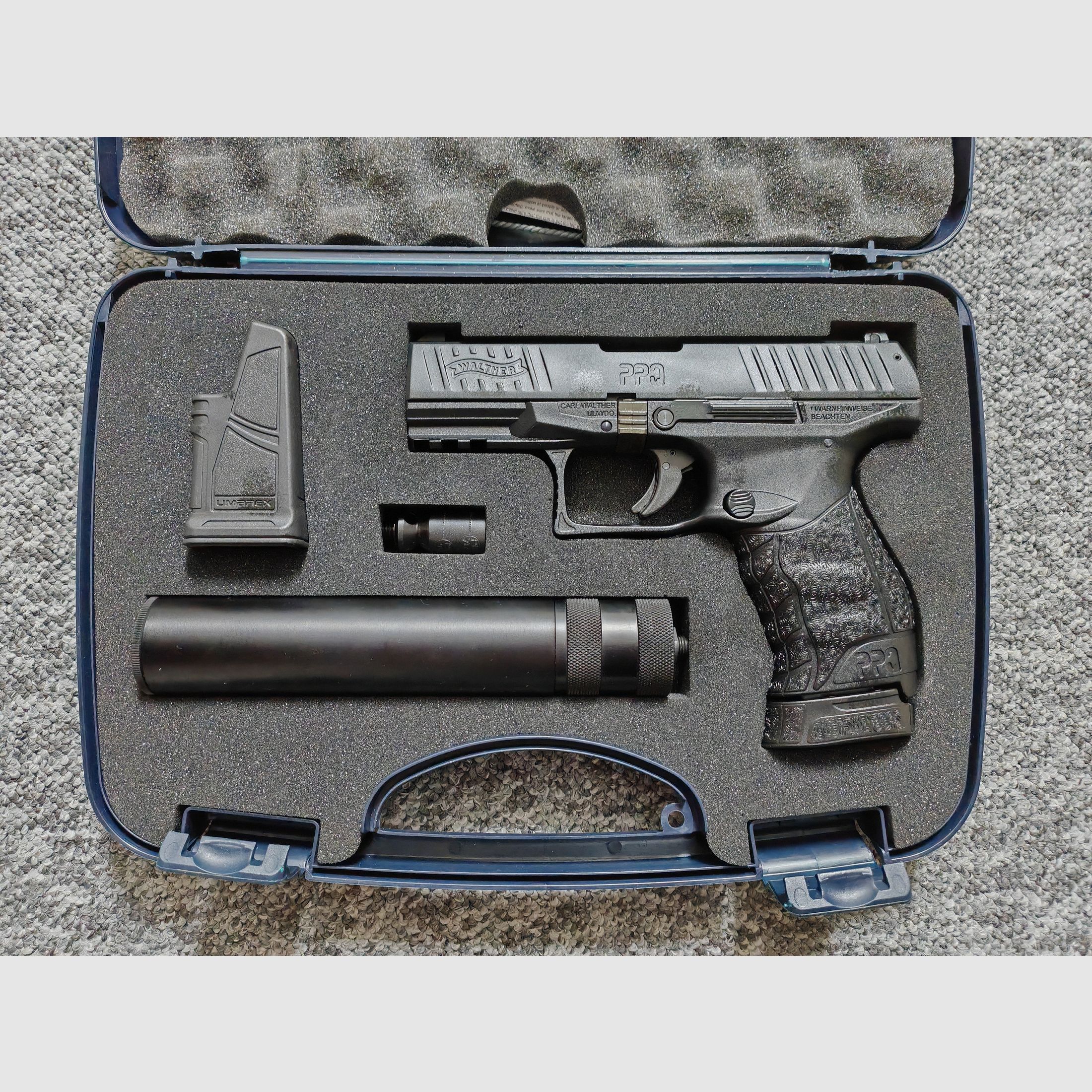 Umarex Walther PPQ NAVY Kit mit Original Walther-Koffer| 9mm P.A.K. Schreckschuss |NEUwertig