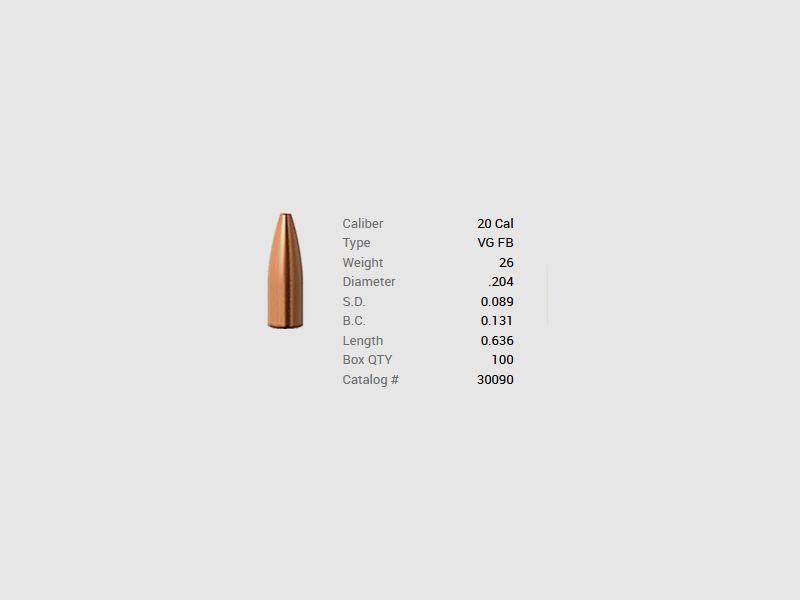 Barnes Geschoss .20/.204 26GR Varmint Grenade FB 100 Stück