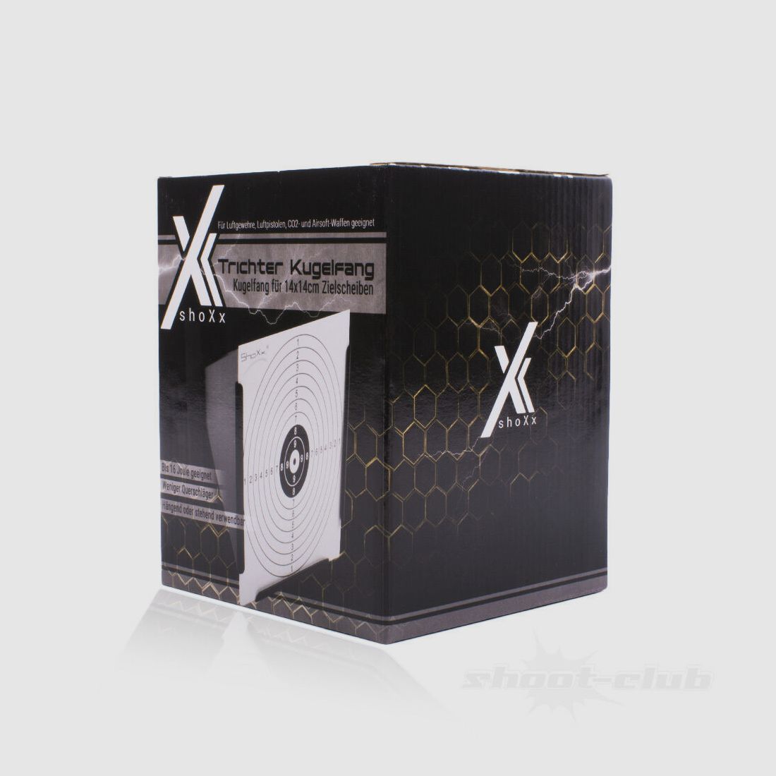 shoXx funnel bullet trap made of steel 14x14cm, black