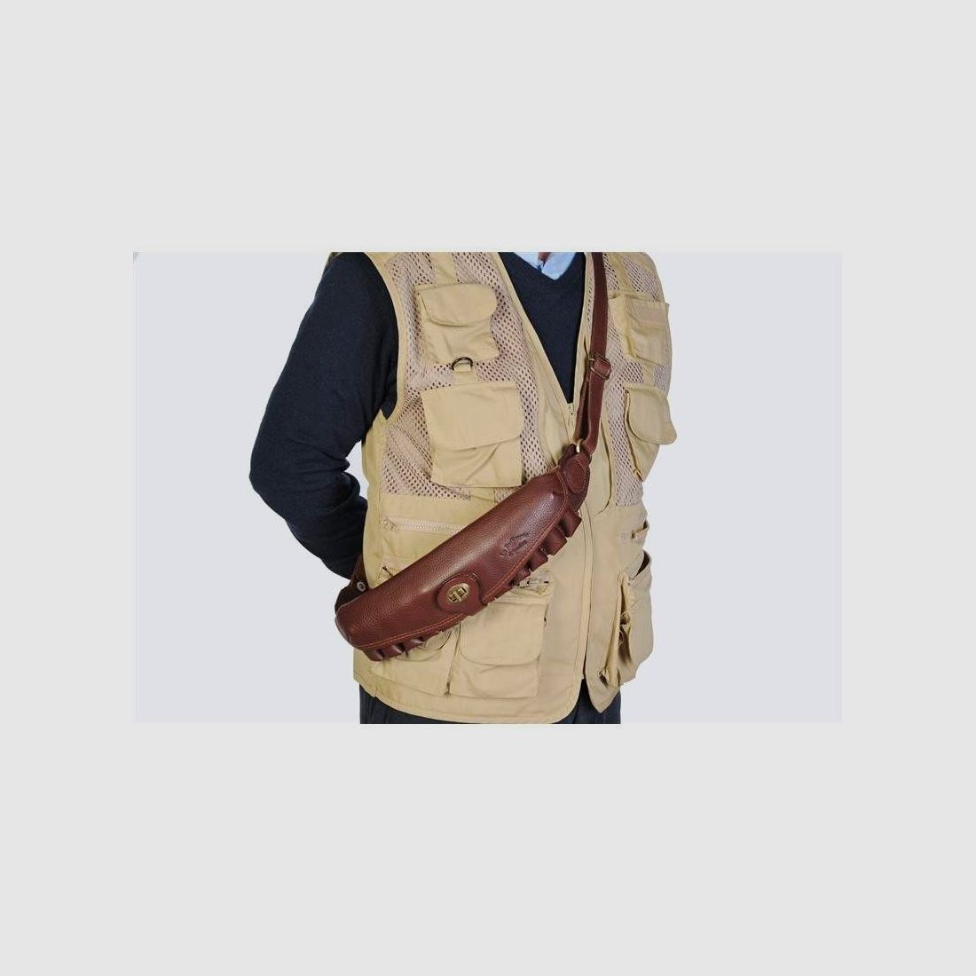 Sac en cuir pour cartouches de fusil 25 cellules couvertes Buffetteria Spadoni 176, image 2 sur 3
