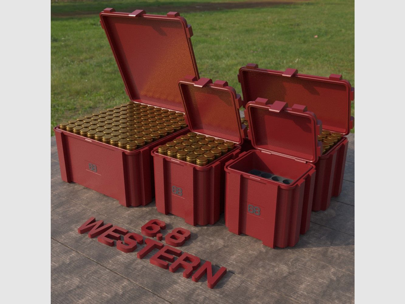 Filamelt Munitionsbox / 6.8 Western (Winchester/Browning) / ‘Klappdeckel’ / Patronenbox, Ammo Box