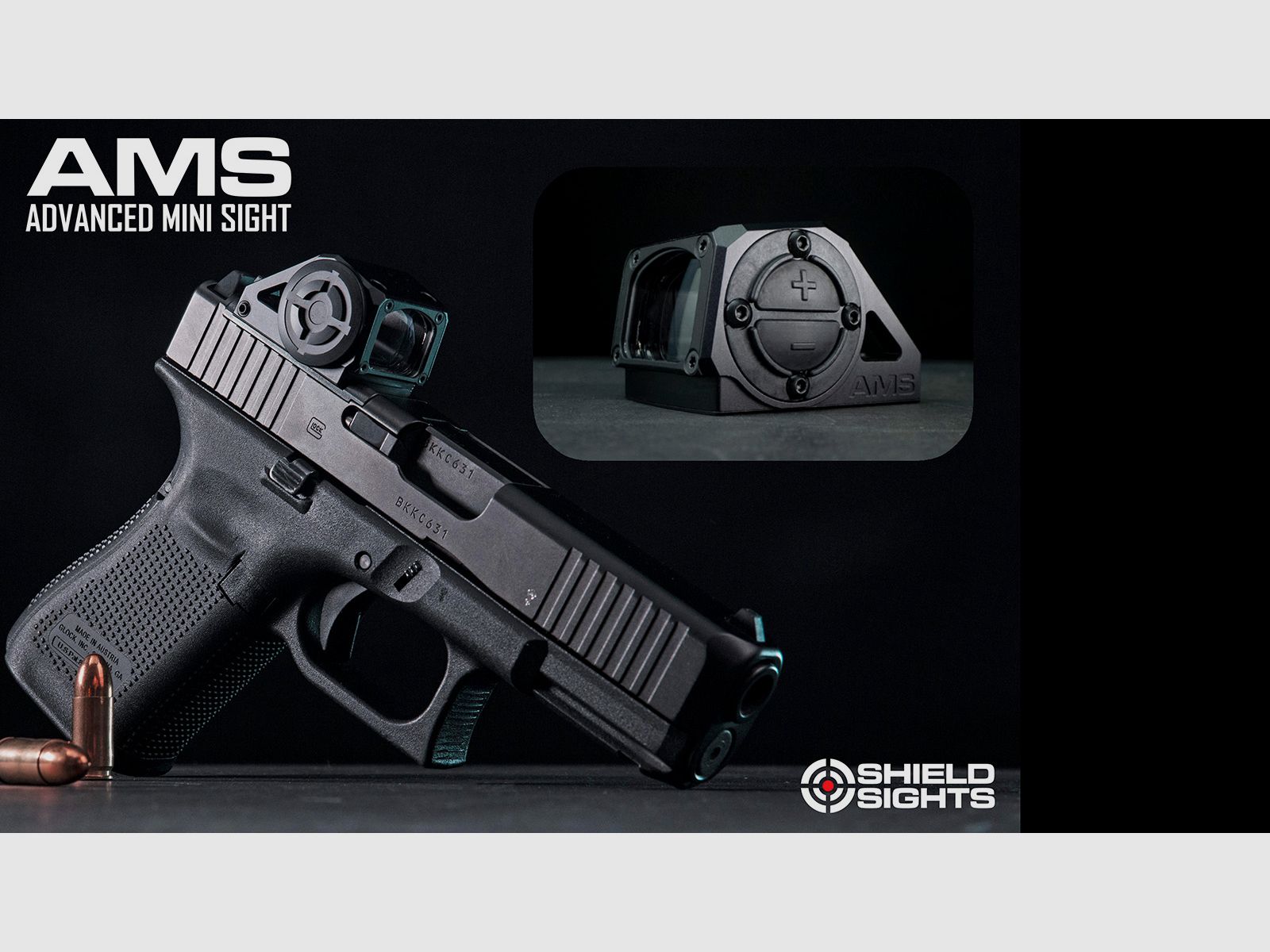 SHIELD Advanced Mini Sight Multi Reticle (AMS-MR) Rotpunktvisier – 6 umschaltbare Absehen – Mattschwarz