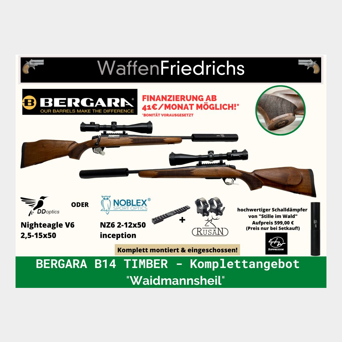 Bergara	 B14 Timber | Waidmannsheil| Komplettangebot - Waffen Friedrichs