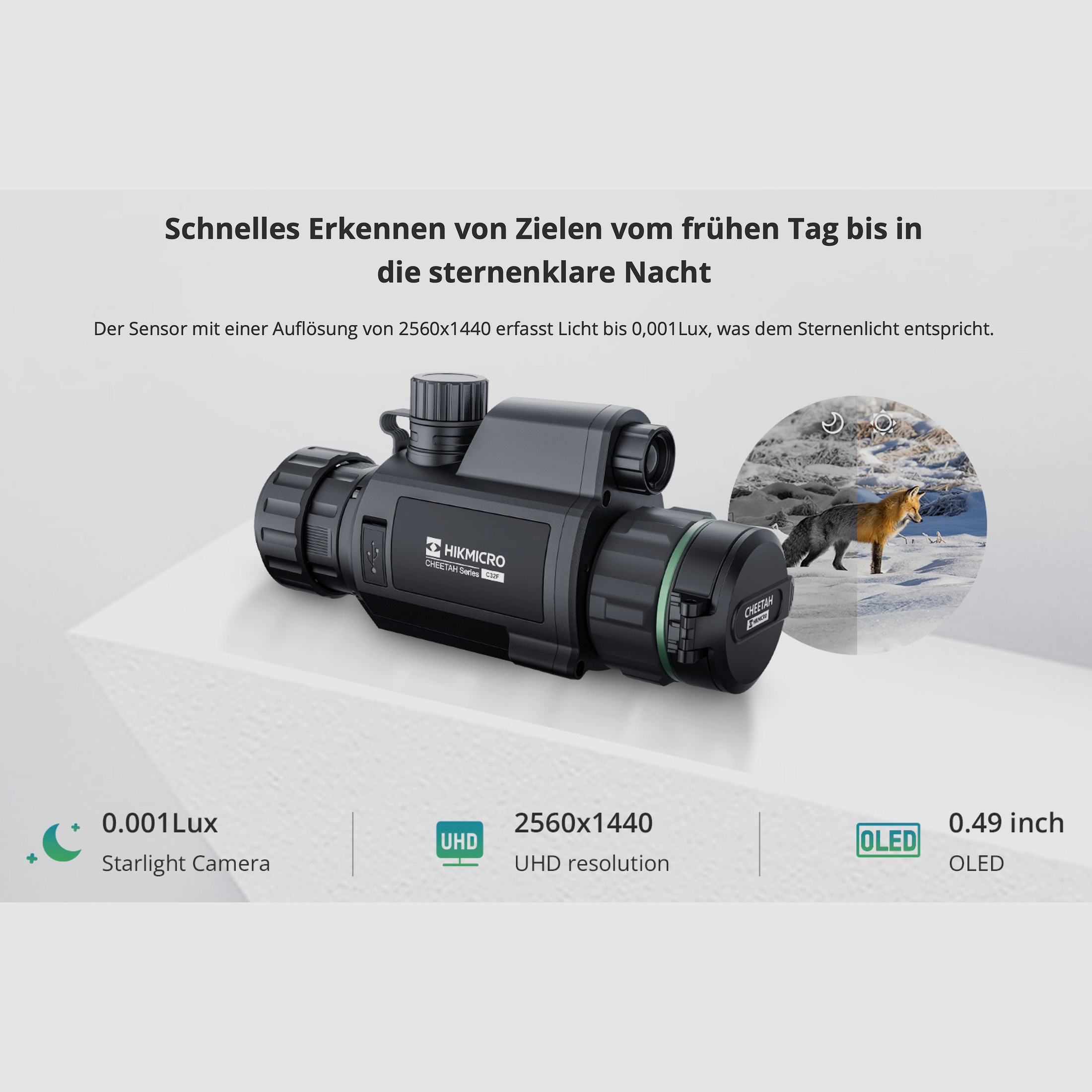 Hikmicro 50-2-076 Clip-On Cheetah C32F-N 940 nm integrierter IR Strahler