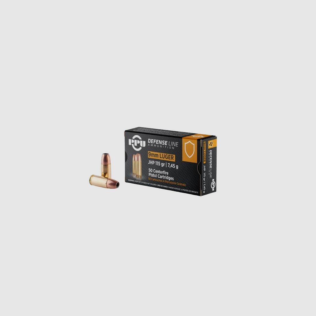 PPU 9MM LUGER DEFENSE LINE - 7,45G / 115 GRS. - JHP - 50 SCHUSS