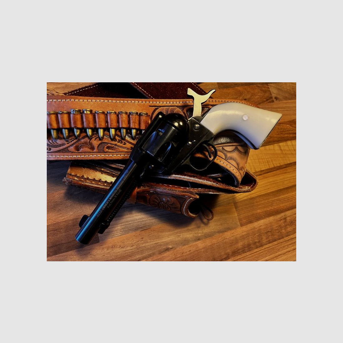 Weihrauch Western Single Action (SAA) revolver with the PTB 788 with white grip panels