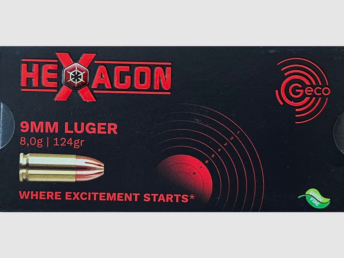 Geco 9mm luger HEXAGON 124grs - 50 Schuss