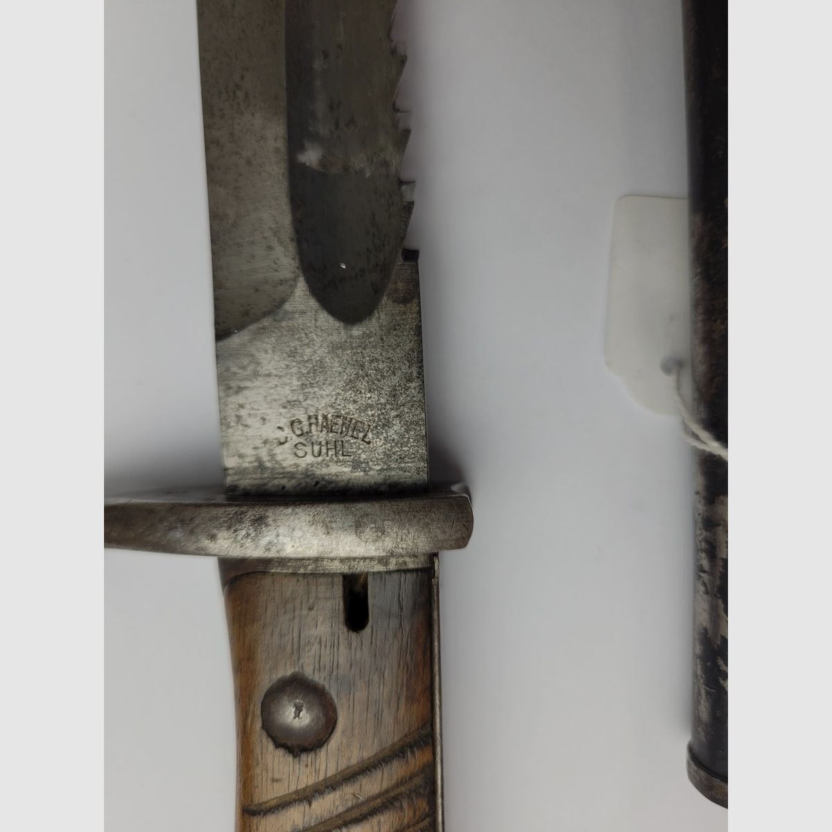 Zeer mooi bajonet 98/05 2e type – zaagrug – Fabricage C.G HAENEL Sühl – Pruisisch uit 1916 – TBE, afbeelding 9 van 14