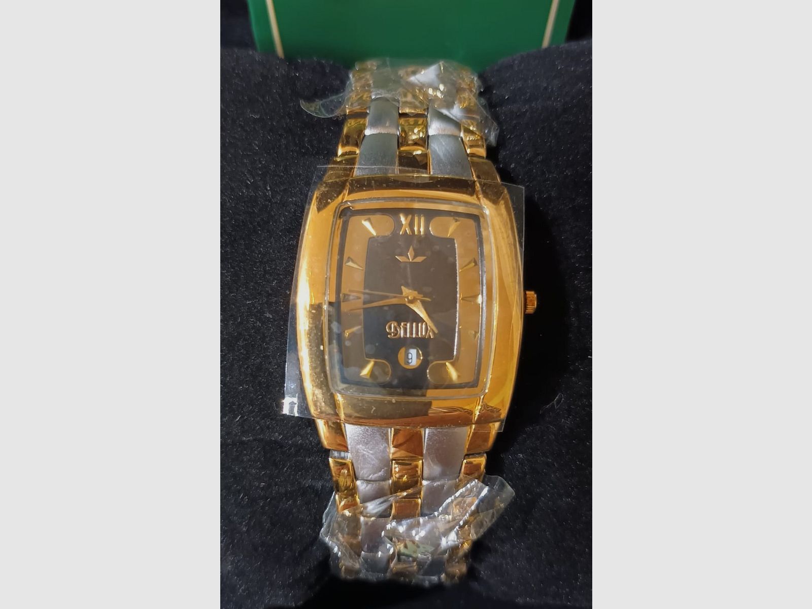 Montre pour hommes et femmes, plaqué or 23 K, date