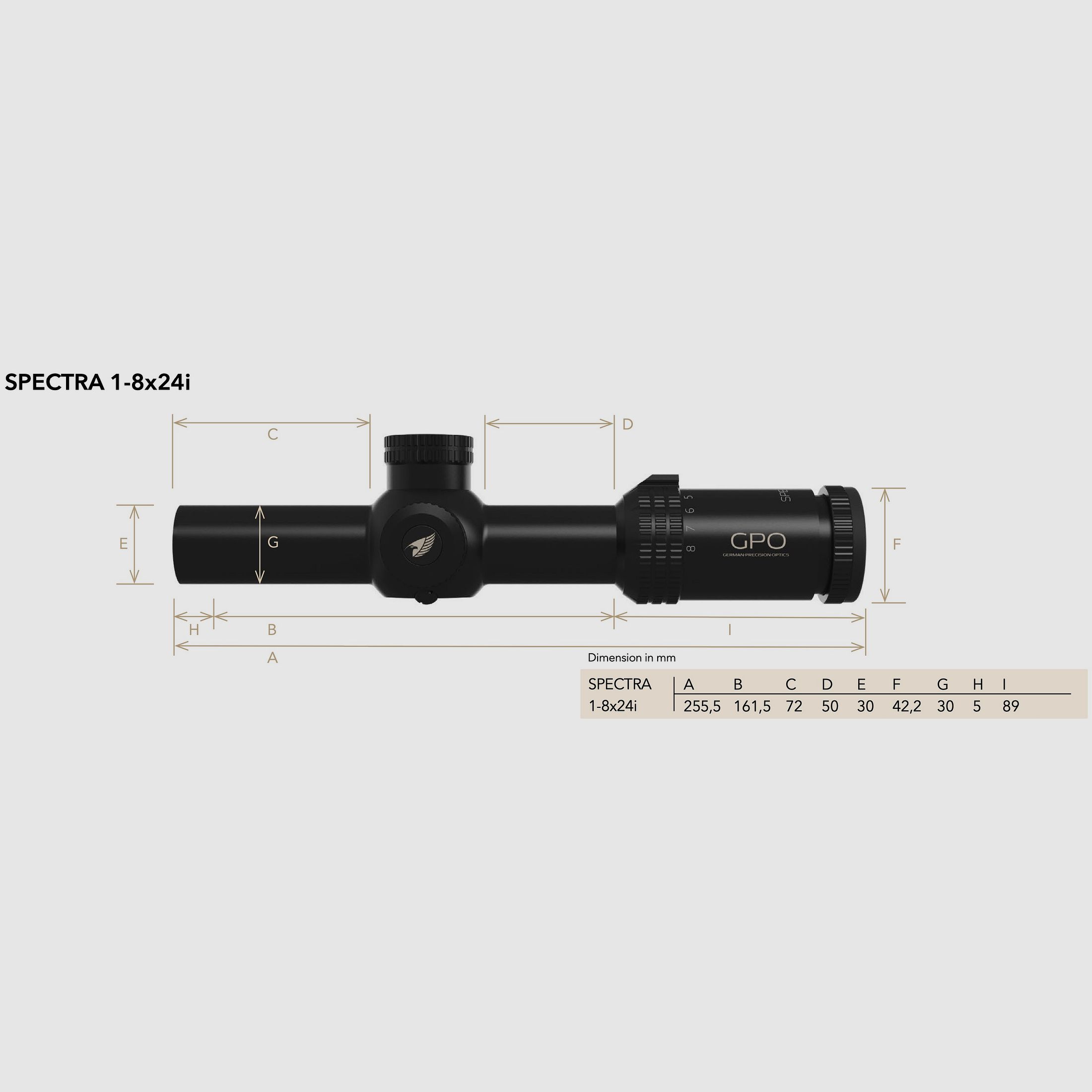 GPO RS800 SPECTRA 8x 1-8x24i Reticle G4i 2 Image Plane 51035015