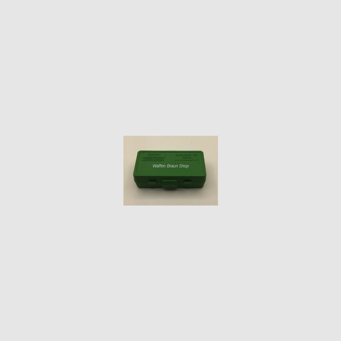 MTM ammunition box with hinged lid 50RDS .9mm/.380 green
