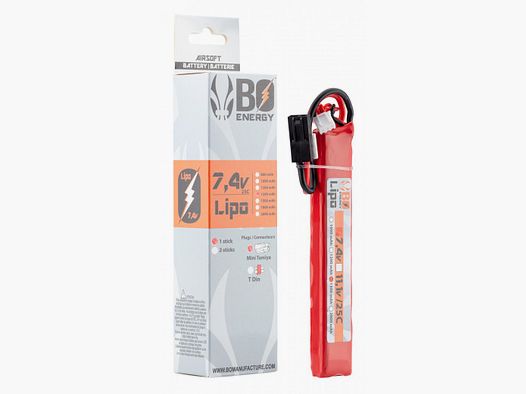 1 Stick Lipo-Batterie 2S 7.4V 1300mAh 25C T-DEAN