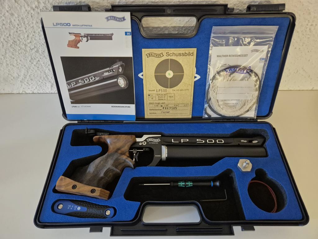 Pistola ad aria compressa Walther LP500 Expert, M-Abzug, impugnatura L destra